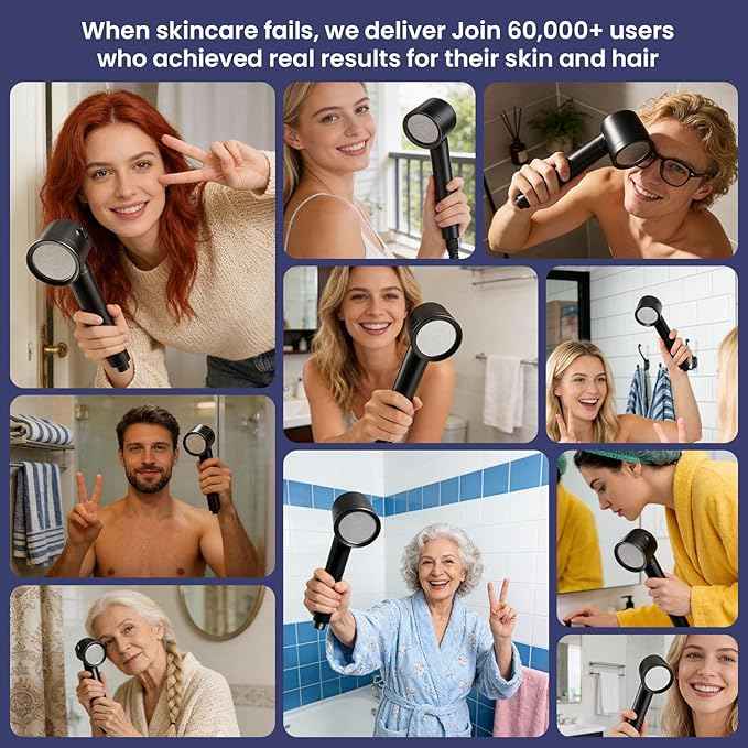 Ion Drops Filtered Shower Head with Handheld, High Pressure Shower Heads with 3 Spray, Showerhead with Filters Hand held for Hard Water, Remove Chlorine, Reduces Dry Itchy Skin (Black)
