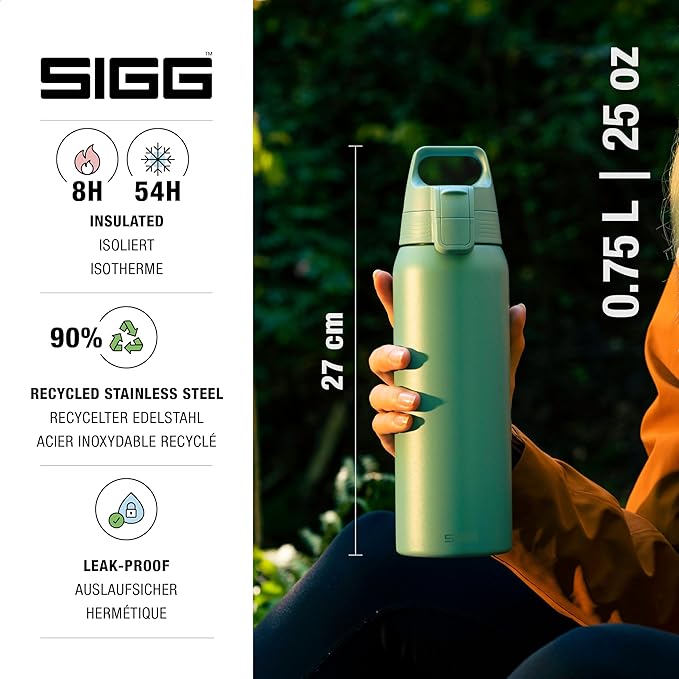 SIGG - Shield Therm- Stainless Steel Insulated Water Bottle - Carbonated Drinks, Leakproof, BPA Free, Recycled, 25, 34Oz