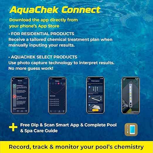 AquaChek Yellow 4-Way Test Strips for Pool & Spa – 50 Count – Lab Verified Accuracy for pH, Chlorine, Alkalinity & Cyanuric Acid – Fast Results – Made in USA - (2-Pack)