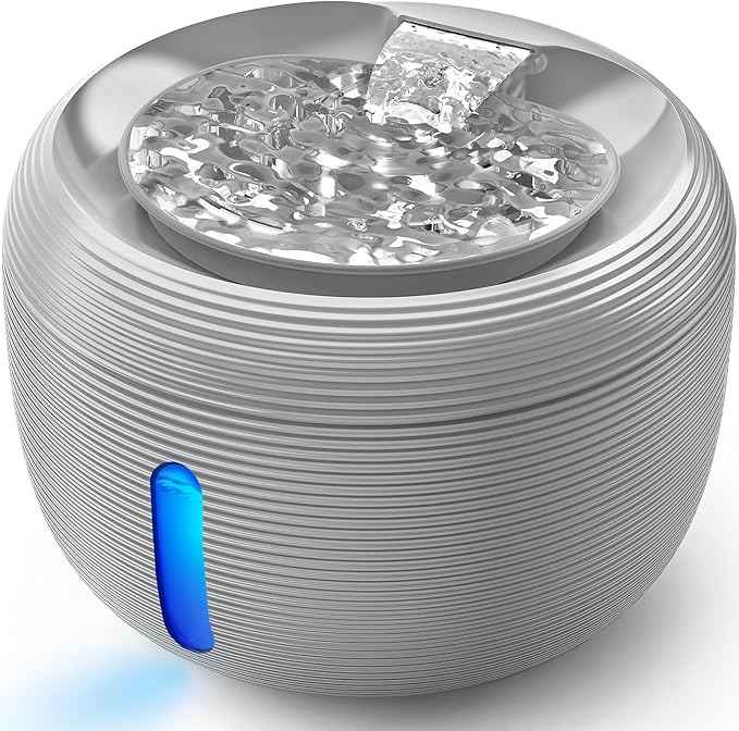 Kastty 3.5L/118 oz Quiet Cat Water Fountain, Large Capacity Pet Water Fountain for Cats Indoor Water Level LED Light Multi-Filtration, Automatic Cat Fountains for Drinking Easy Cleaning FS77(Grey)