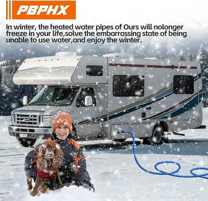 25FT Heated Water Hose for RV,Heated Drinking Water Hose with Thermostat,Lead and BPA Free,1/2"Inner Diameter,Temperatures Down to -40°F Self-Regulating,Blue Appearance
