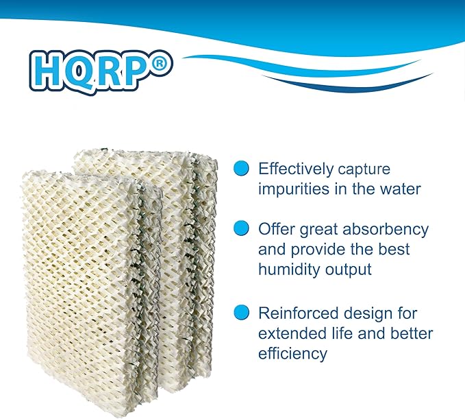 HQRP 4-pack Wick Filter compatible with Essick Air AIRCARE Horizon HD3120DCN 4.75-Gallon Console Evaporative Humidifier, Replacement for Essick Air HDC-411 HDC411 - AquaVibe