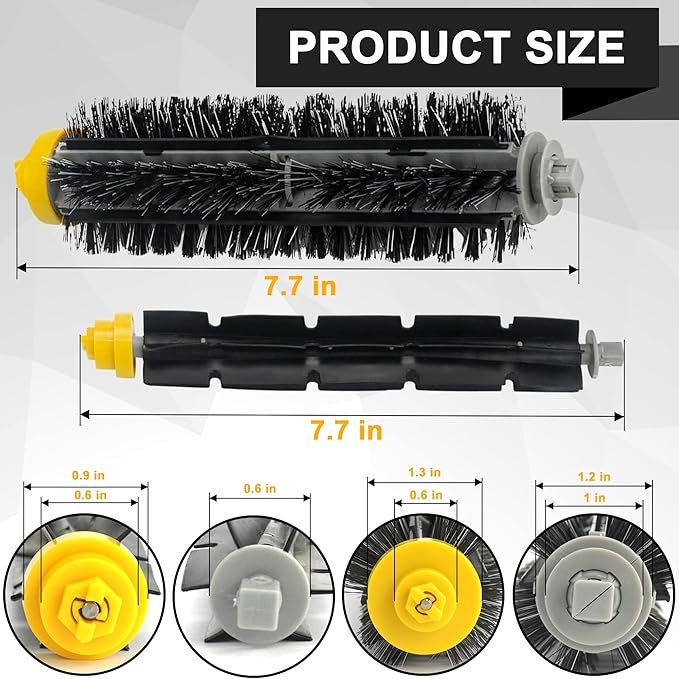 Replacement Brushes Fit for i-Robot Room-ba 600 & 700 Series 614 630 635 640 645 650 660 675 680 690 695 760 770 780 Robot Vacuum Cleaner Includes 3 Sets Bristle & Flexible Beater Brush Kit - AquaVibe