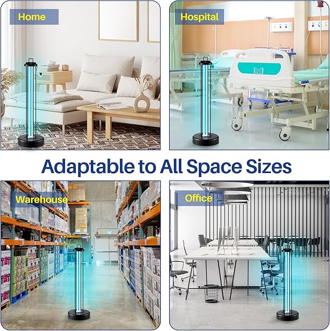Qualirey 100W UV Light Sanitizer with Ozone Purifier for Room, UV Lamp with 3 Gear Timer Remote Control, Home Disinfection Device for Large Space, Disinfection Faster and More Thoroughly