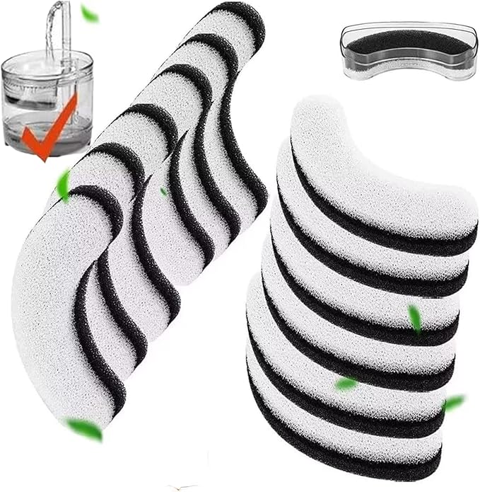 Cat Water Fountain Filters, 12 Pack Pet Fountain Replacement Foam Sponge Pre-Filters Fit for Clear Cat Water Fountain Dispenser - AquaVibe