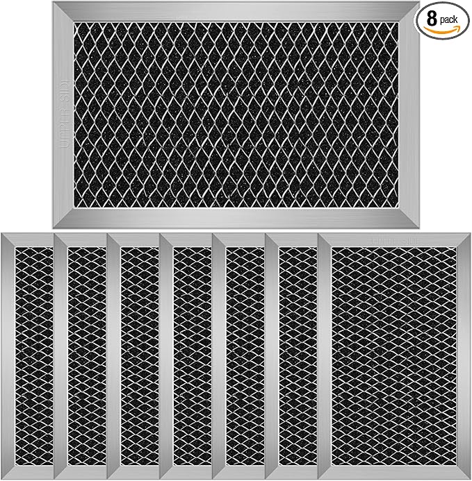 8Pcs Microwave Charcoal Filter Replacement for GE JX81C WB02X10776, Microwave Filter Replacement 7.68" x 4.85" Air Carbon Filter