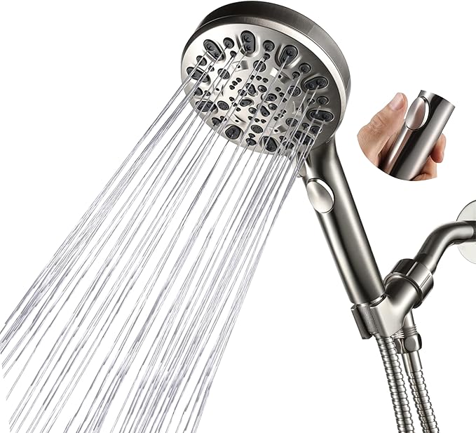 Shower Head with Handheld 7 Spray Combo,Hand Held Showerhead with On/Off Switch,High Pressure Detachable Shower Heads with 60