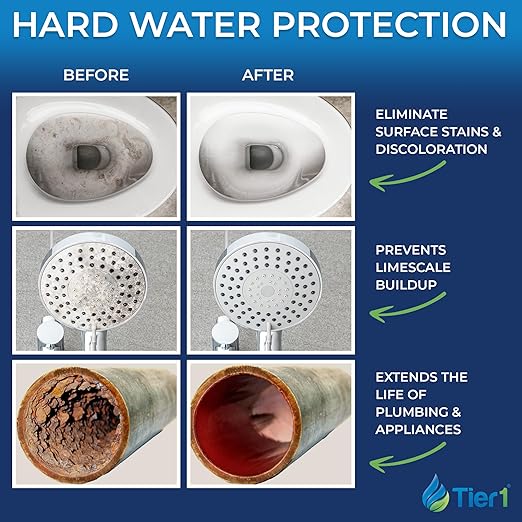Tier1 Whole House Water Softener System Compact 32,000 Grain High Efficiency with Sediment Pre-Filter | Pre-Filled Mineral Tank with 1 Cubic Foot of Cation Resin | Home Water Filtration System