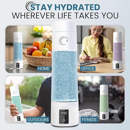 ECOFLOW Hydrogen Water Bottle Generator – Up to 5000PPB (5.0 PPM) SPE PEM Tech Water Ionizer – 10oz Portable Molecular H2 Maker, USB-C Rechargeable, LED Display – for Travel, Gym, Office