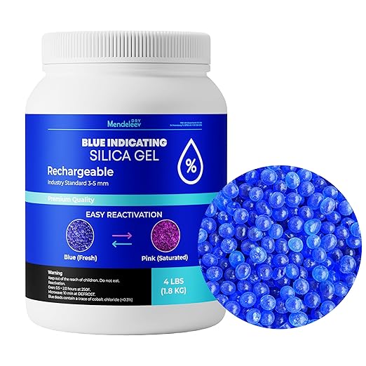 4 LB Blue Silica Desiccant Beads - Indicating Silica Gel Beads Drying Silica Beads Reusable Silica Gel Desiccant Dehumidifier