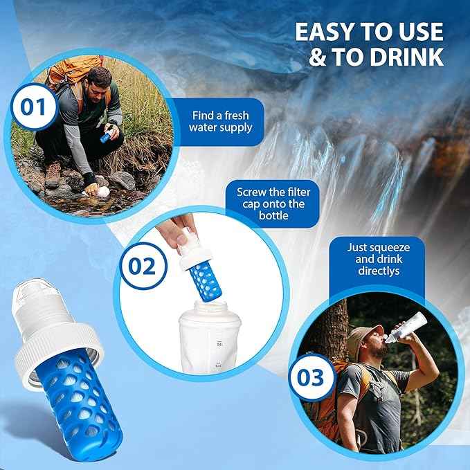 Enhon 1 Pack Water Filter Cartridge Compatible with Katadyn BeFree (Including Older Models), Fits 42mm Openings, Perfect for Hiking, Stamina Sports, Travel Water Filtration