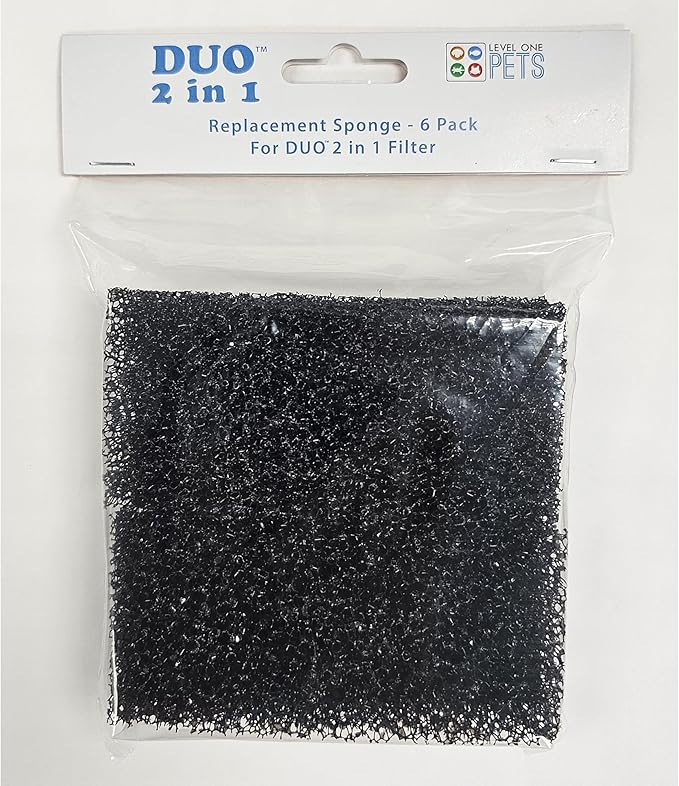 Level One Pets Replacement Sponge (6 Pack) for The Duo 2 in 1 Submersible Filter with LED Light - AquaVibe