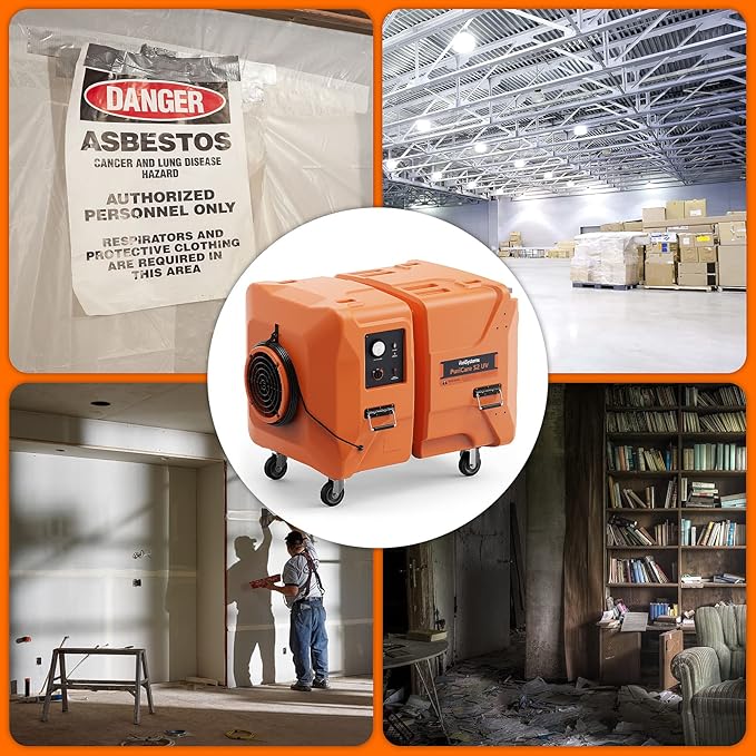 PURISYSTEMS Portable Air Scrubber, 2000 CFM Stackable Commercial Air Filtration System with Built-In UV-C Light, 3-Stage Filtration Negative Air Machine for Water/Fire Damage Restoration, Renovation