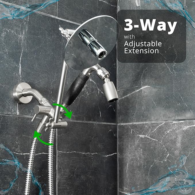 High Sierra® Lead-Free Metal 3-way Combo Shower Kit. Built in Diverter Valve Effortlessly Diverts Flow from the Fixed Shower Head to the Handheld and back - Ultra Low Flow 1.25 GPM-Oil Rubbed Bronze