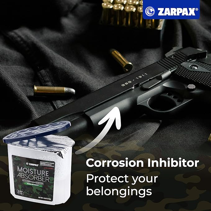 Moisture Absorber Corrosion Inhibitors Gun & Gear 17.6 oz/500g | Removes Moisture, Damp & Humidity | Odor Absorber | Moisture Trap for Bathroom, Closet, Kitchen | Set of 6