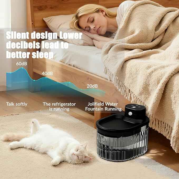 Wireless Cat Water Fountain with Motion Sensor, Automatic Cordless Quiet Pump Pet Fountain Battery Operated 102oz/3L Dog Water Bowl Dispenser with 3 Filters Black