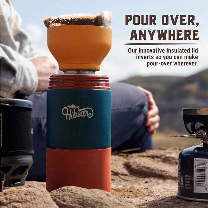 HIBEAR 32oz All-Day Adventure Flask - As Seen on Shark Tank - The Insulated Multi-Tool of Beverage Bottles - Craft Pourover, Cold Brew, Tea, Water Infusion, Wine Decanting, Hydration.