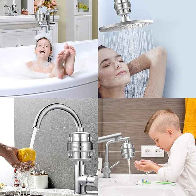 Shower Filter for Hard Water, Built in Replaceable 15 Stage Shower Head Filter Cartridge Universal Transform Itching Eczema & Acne into Glowing Hair Nails & Skin Fast- Chrome