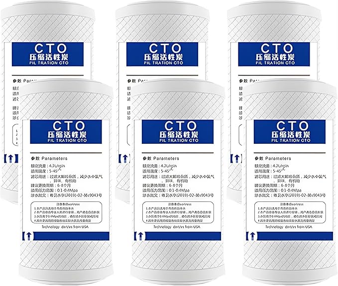 2.5" x 5" CTO Carbon Block Water Filter Cartridge Replacement, Whole house Pre Post, for Whole House Filtration Systems, 6pcs
