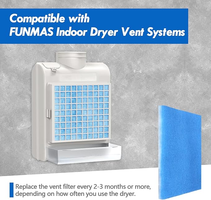 24 Pack Dryer Filter Replacement, Pre-Cut Portable Dryer Filters Compatible with FUNMAS Indoor Dryer Vent System MERV 7 Double Layer Filtration - AquaVibe