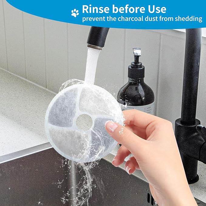 6 Pack Cat Water Fountain Filter, Diameter 4.1 Inch, Square Sponge Filters Apply to Automatic Pet Fountain Filter Replacement