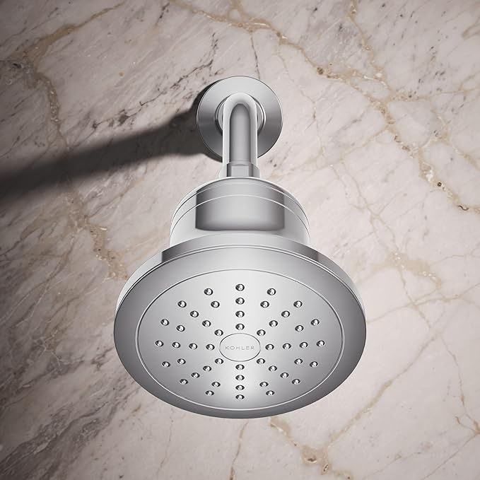 KOHLER ‎K-33631-Y-CP Cinq Round Single-Function Filtered Showerhead, Five-Layer Filtration, 2.5 GPM, Full Coverage Spray, Premium Durable Material, Polished Chrome