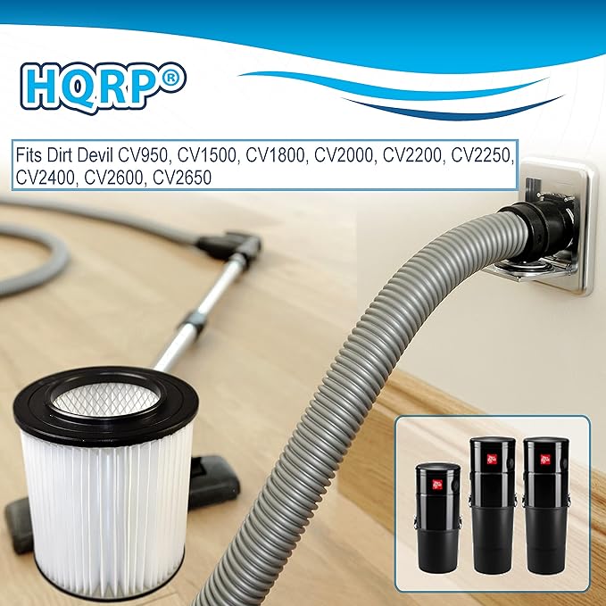 HQRP 2-pack 7" Filter compatible with Dirt Devil Pro 390, 590, 690, 890, 990, Platinum Force 299e H-P Central Vacuum Systems, 8106-01 Replacement - AquaVibe