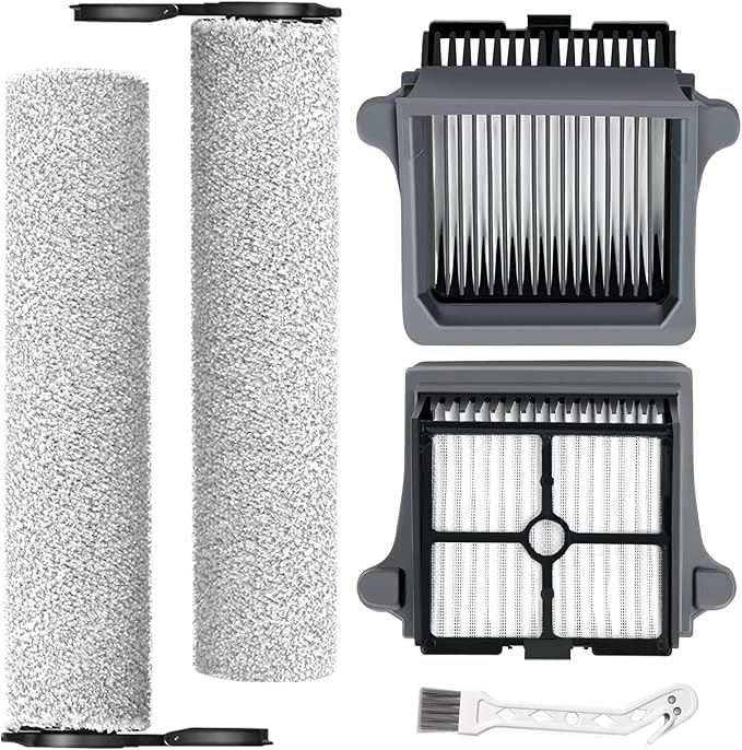 Only Floor ONE S7 Steam Roller Brush Replacement and Vacuum Filter Kit Compatible with Tineco Floor ONE S7 Steam Cordless Wet Dry Vacuum Replacement Parts,2 Roller Brushes,2 Filters,1 Cleaner Brush - AquaVibe