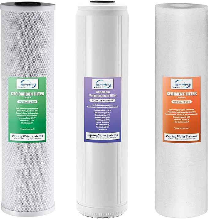 iSpring 3-Stage Whole House Water Filter System Bundle with WGB32B-DS Model and Replacement Filter Pack for WGB32B-DS