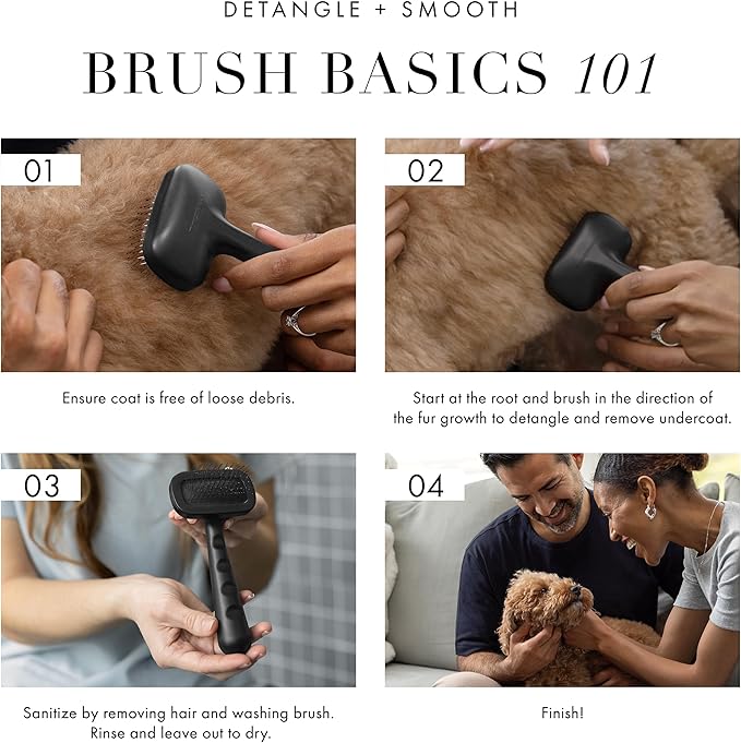Tweezerman Dog and Cat Slicker Brush for Small Pets, Grooming Brush with Coated Bristles to Prevent Scratching and Ergonomic Handle - AquaVibe