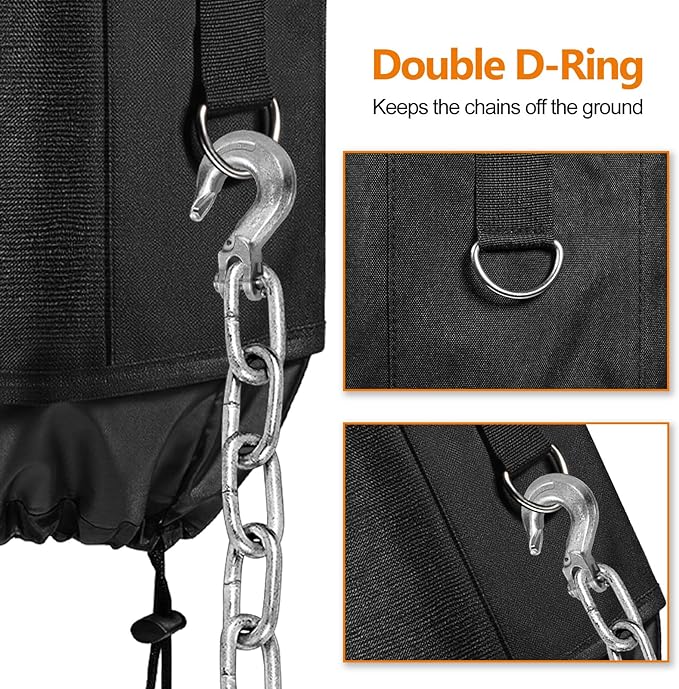 SheeChung RV Electric Jack Cover, 600D Universal Trailer Tongue Jack Cover with D Rings & RV Water Filter 2Pack with Flexible Hose Protector, NSF Certified, Inline Hose Water Filter for RV, Boat