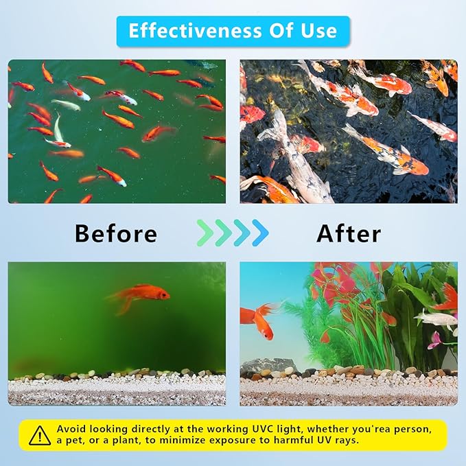 100W Aquarium UV Light for 1000-10000 Gallon, UV Pond Water Clarifier for Koi Pond, Swimming Pool, Spa, Large Fish Tank, Cold Plunge UV Light for Pond Algae Control