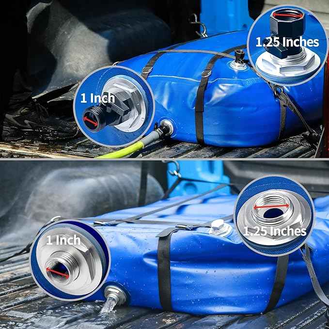 TPU Water Storage Bladder, 35 Gallon Portable RV Fresh Water Tank, Food Grade BPA Free Collapsible Flexible Container for Drinking, Camping, Irrigation & Emergency-Hurricane, Drought, Fire (3/4” GHT)
