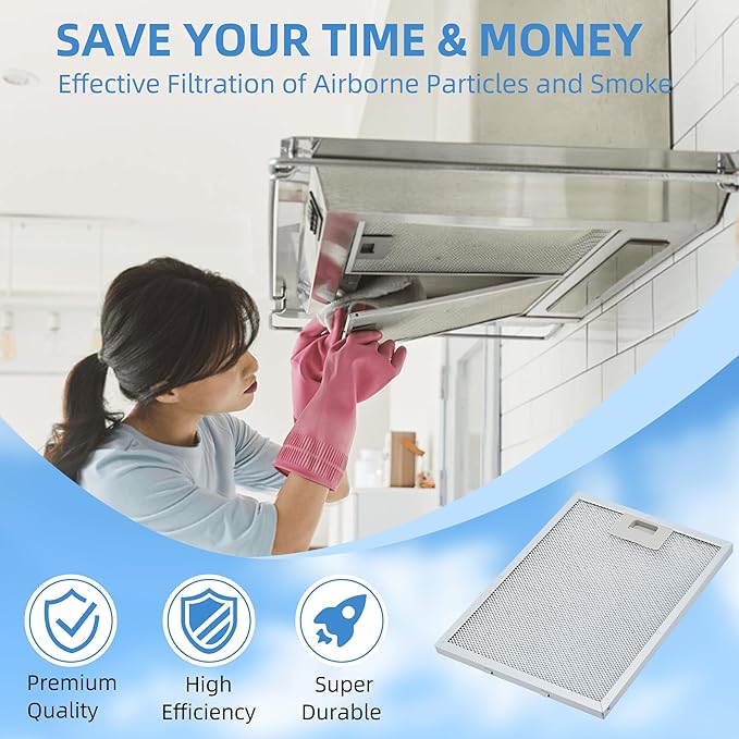 10.5x12 Inch W10169961A Range Hood Aluminum Mesh Filter Fit for Whirl-pool, Ik-ea, Kitchen-Aid, Jenn-Air Replace W10870878, W10875058, W10833076, W10169961, W11245983 by Fetechmate 3 Pack - AquaVibe