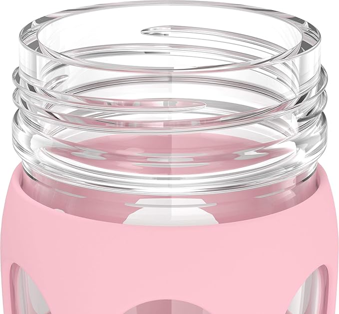 Lifefactory 22-Ounce BPA-Free Glass Water Bottle with Classic Cap and Protective Silicone Sleeve, Desert Rose