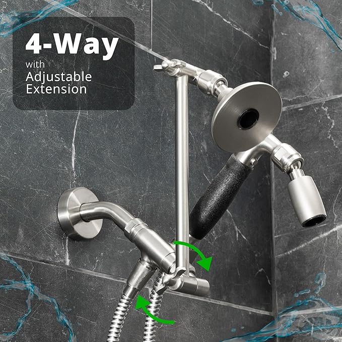High Sierra® - Solid Lead-Free Metal 4-Way Combo HALF DOME® Fixed and Handheld Shower Head with Hose. Run Separately or Both at Full Flow - 1.25 GPM per Shower Head - Oil Rubbed Bronze Finish