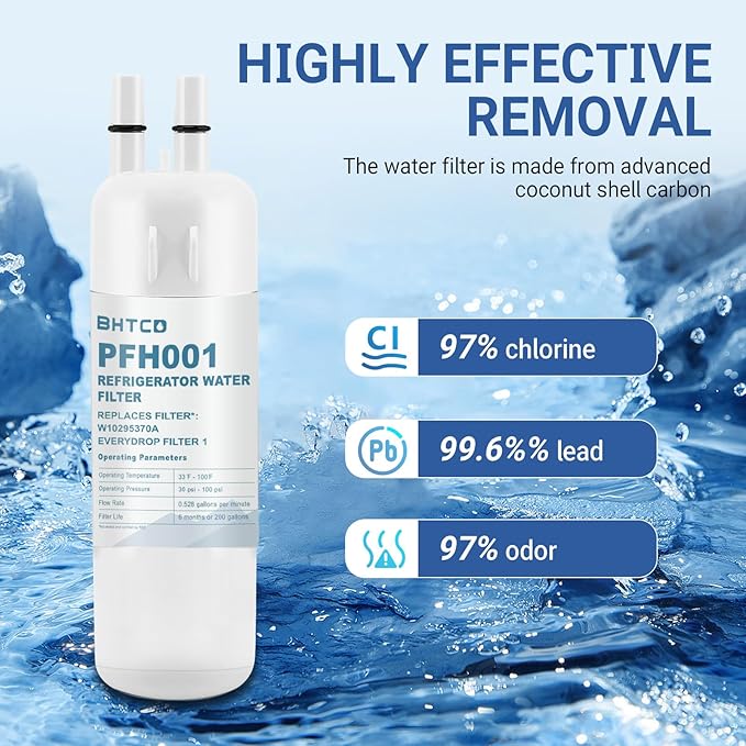 Water Filter Replaces WRS325SDHZ/ WRS325FDAM/ WRS325SDHW/ WRS325SDHB/ WRS325FDAW/ WRS325FDAB/ WRS325SDHV Model for Whirlpool Refrigerator- NSF Certified(6Pcs)