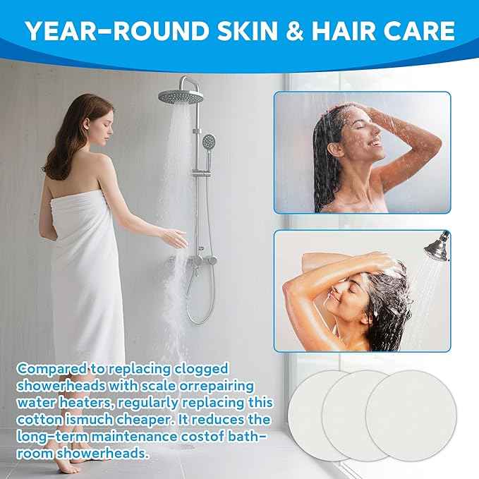 Replacement Sediment Pads for AquaBliss SF400 & SF500 Shower Filter, 48-Pack 1-Year Supply, Reusable Filtered Shower Head Sediment Pads for Rust, Dirt, Sand