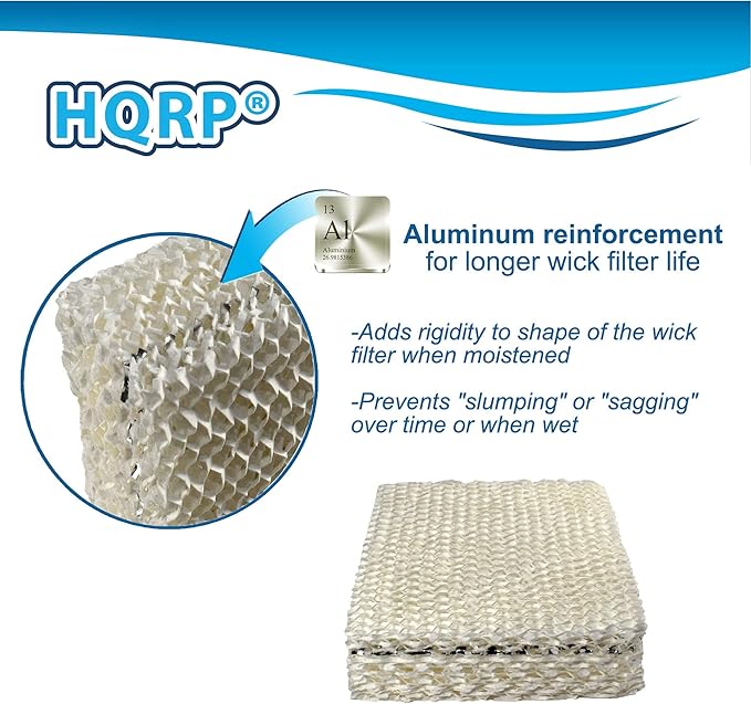 HQRP Wick Filter Compatible with Duracraft DH803 / DH804 / DH805 / DH806 / DH807 / DH810 / DH815 / DA1007 Natural Cool Moisture Humidifier, AC-809 / D09-C/AC-815 Replacement