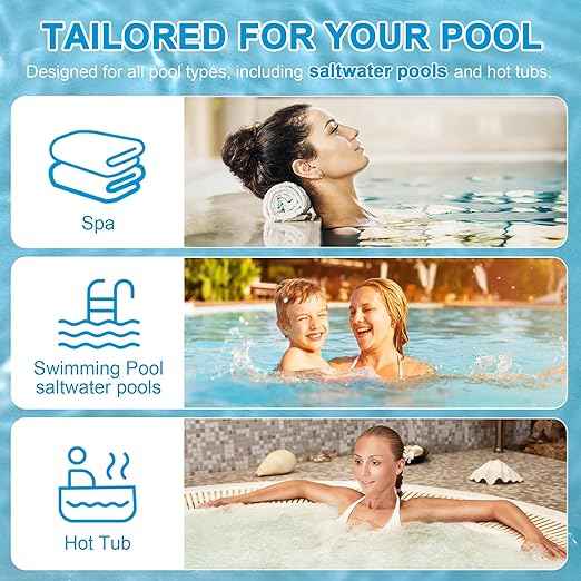 PoolTest strips 8-in-1 kit with 100 hot tub strips for above ground pools, spas and salt water minder - Tests pH, chlorine, bromine, alkalinity, hardness, cyanuric acid, salt