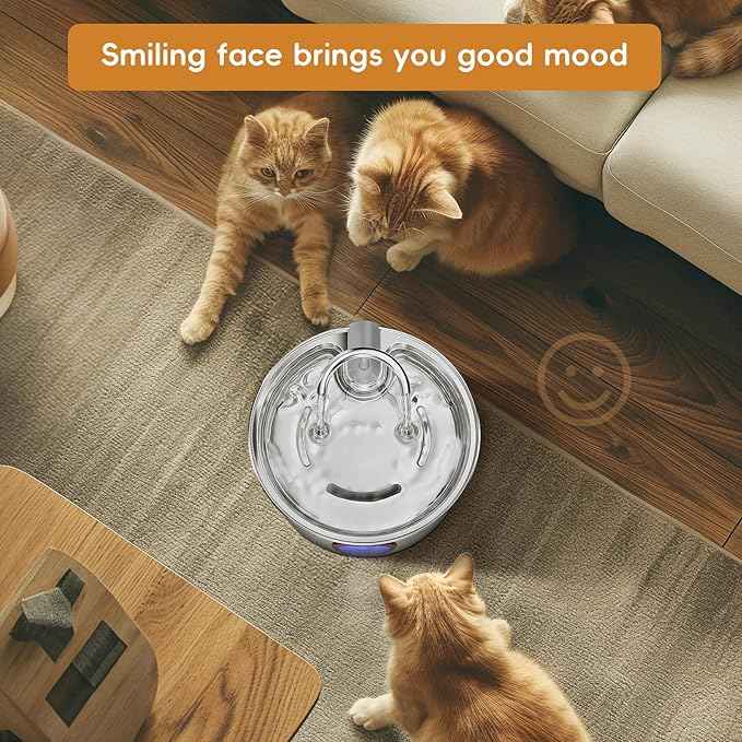 Tomxcute Cat Water Fountain Stainless Steel - 108oz/3.2L Cat Fountain for Drinking,Cat Drinking Fountain with Water Level Window,Smart Pump, Filters for Cats, Dogs, Multiple Pets