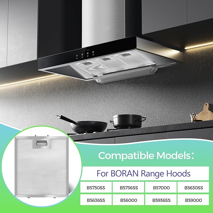 S97018029 Range Hood Filter Replacement - 10.25"x9" Aluminum Frame & Mesh with Stainless Steel Clips - 2 Pack by seteams