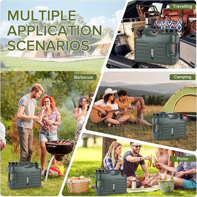 5 Gallon Camping Water Jug with Foldable Auto Pump, BPA-Free Leak-Proof Camping Water Container with Spigot, Type-C Rechargeable, Portable Water Storage Tank for Hiking, Outdoors & Emergency Use