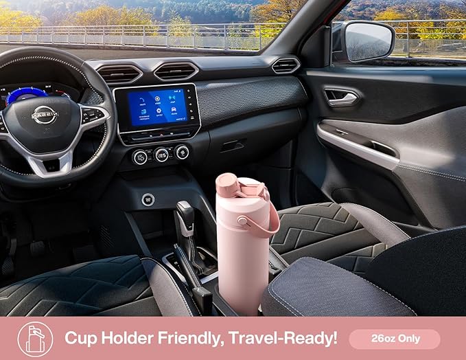 POWCAN 26 oz Insulated Water Bottle with 2-in-1 Straw and Spout Lid, Keep Cold 24H, Leak-Proof, Fits in Car Cup Holder, Stainless Steel Water Bottle for Sports, Travel, Gift, and School (Bow Crush)