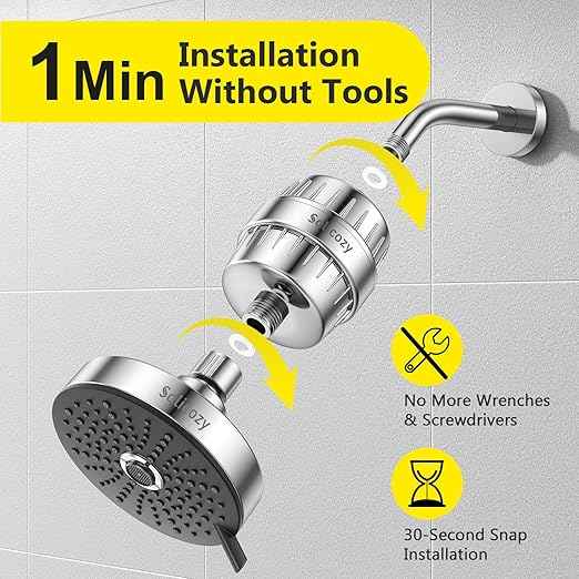 (2 Pc) 25+ Stage High Output Shower Filter Replacement Cartridges – Reduces Chlorine & Chemicals, Restores pH Balance, 2.4"×2.4"×2.68" SoliCozy Shower Filter Compatible with SF100 & Jomst Shower Head