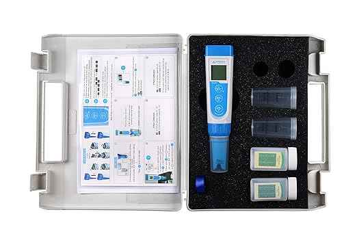 Apera Instruments AI311 Premium Series PH60 Waterproof pH Pocket Tester Kit & LLC-AI314 Premium Series EC60 Waterproof Conductivity Pocket Tester Kit, ±1% F.S Accuracy, Easy Switch