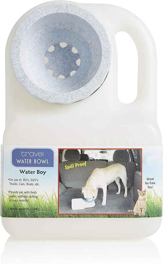 Lixit® Water Boy Portable Travel Dog Bowl - 3 Quart Spill Free Self Filling Pet Water Bowl - Made in USA (White, 2 Pack)