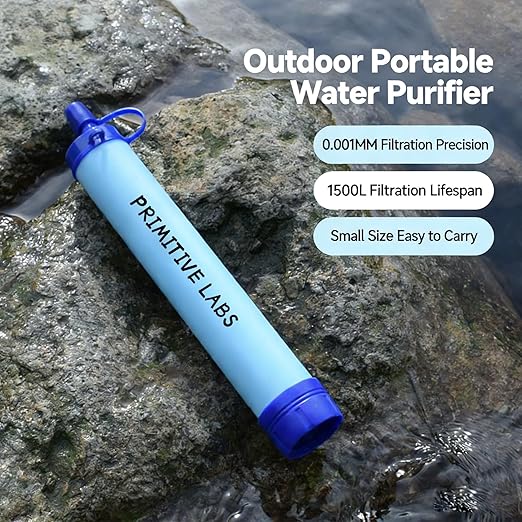 Water Filter, Survival Filtration Portable Gear, Emergency Preparedness, Supply for Drinking Hiking Camping Team Family Outing (1PCS)