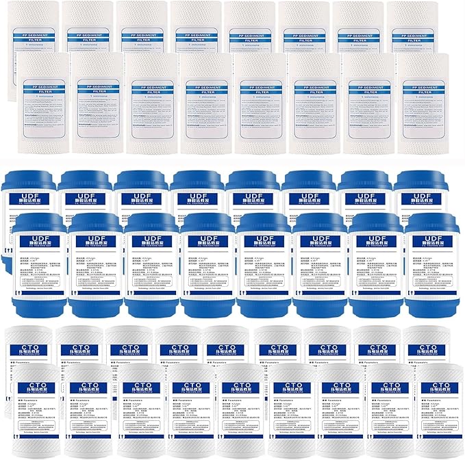 5''×2.5'' Replacement 20 sets filters， Sediment, UDF, CTO Carbon Block, for 3 Stage Whole House Filtration System