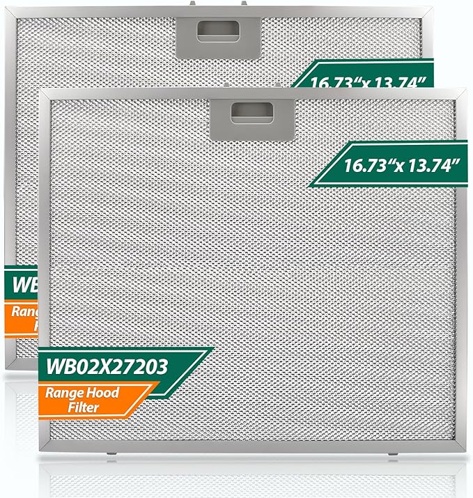 2 PCS WB02X27203 Range Hood Grease Filter Compatible with GE Range Hood JVX5360DJ1BB JVX5360DJ1WW JVX5360SJ1SS JVX5365SJ1SS JVX5365SJ2SS - AquaVibe